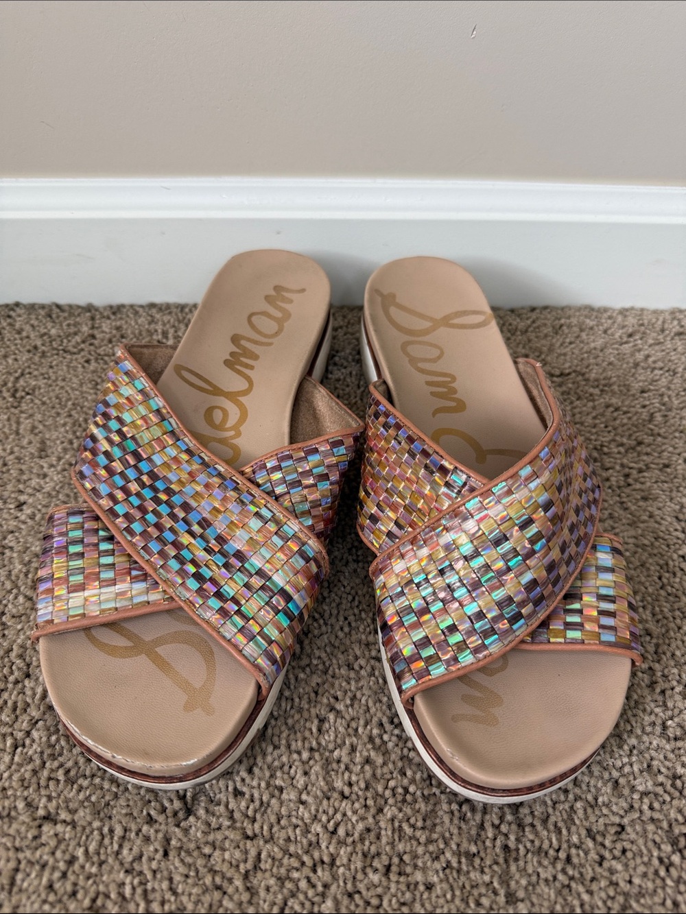 Sam Edelman | Iridescent Woven Slide Sandals | 8.5